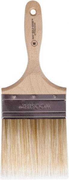 Wooster Brush - 4" Flat Polyester Wall Brush - 3-15/16" Bristle Length, 5-3/8" Wood Beavertail Handle - Apex Tool & Supply