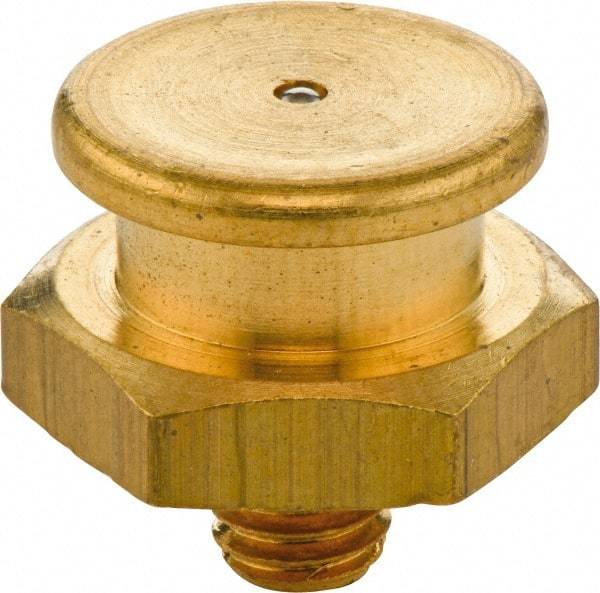 Umeta - Straight Head Angle, M8x1 Metric Brass Button-Head Grease Fitting - 17mm Hex, 17mm Overall Height - Apex Tool & Supply