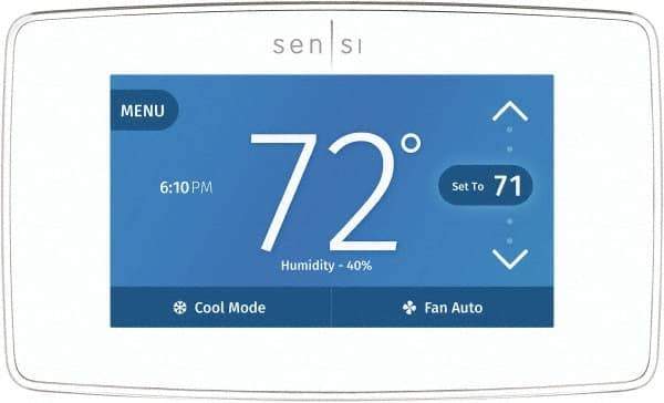 White-Rodgers - 50 to 99°F, 4 Heat, 2 Cool, Touch Screen Programmable Wi-Fi Universal Thermostat - 20 to 30 Volts, 1-1/4" Inside Depth x 1.77" Inside Height x 5-1/4" Inside Width, Horizontal Mount - Apex Tool & Supply