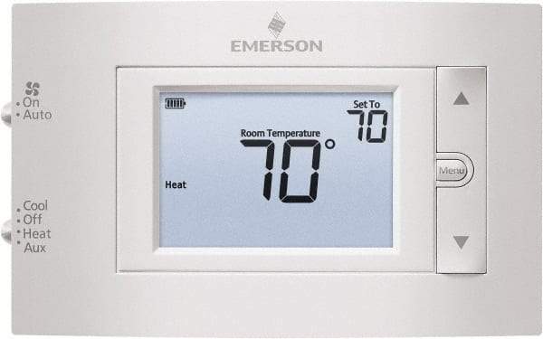 White-Rodgers - 50 to 99°F, 2 Heat, 1 Cool, Digital Nonprogrammable Heat Pump Thermostat - 20 to 30 Volts, 1.77" Inside Depth x 1.77" Inside Height x 5-1/4" Inside Width, Horizontal Mount - Apex Tool & Supply
