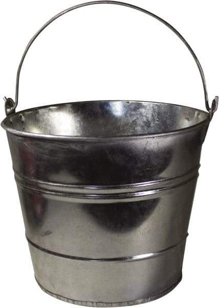 Funnel King - 12 Qt, 10" High, Galvanized Steel Round Silver Single Pail - Handle Included, 11-1/2" Top Diam - Apex Tool & Supply