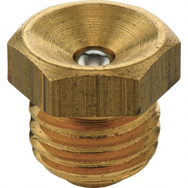 Umeta - Straight Head Angle, M8x1.0 Metric Steel Flush-Style Grease Fitting - 9mm Hex, 8.5mm Overall Height, 5.5mm Shank Length, Zinc Plated Finish - Apex Tool & Supply
