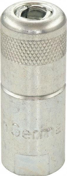 Umeta - 1-1/2" Long, 1/8" Thread, Zinc Plated Steel Grease Gun Coupler with Ball Check - NPT (F) Thread - Apex Tool & Supply