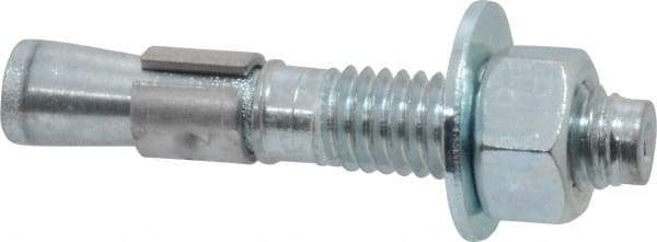 Red Head - 3/8" Diam, 3/8" Drill, 2-1/4" OAL, Wedge Expansion Concrete Anchor - Grade 3 Steel, Zinc-Plated Finish, Tie Wire Head, 1-1/8" Thread Length - Apex Tool & Supply