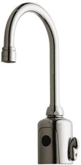Chicago Faucets - Polished Chrome Plated Electronic User Adjustable Temperature Control Mixer Sensor Faucet - Powered by 6 Volt Lithium CRP2 Battery (Included), Gooseneck Spout, 4 to 8" Mounting Centers - Apex Tool & Supply