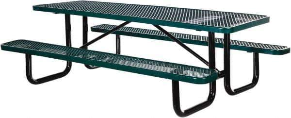 Vestil - 96" Long x 61-5/8" Wide x 30.38" High Stationary Activity/Utility Table without Back Rests - Green, Steel - Apex Tool & Supply