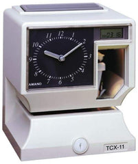 Amano - 110 VAC, Dial,Digital Plastic Manual and Automatic Time Clock and Recorder - 6-3/4 Inch Wide x 6-1/4 Inch Deep x 8-1/4 Inch High, White, UL and CUL Listed - Apex Tool & Supply