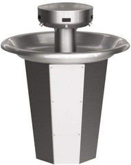 Bradley - Circular, Infrared Sensor, External Drain, 36" Diam, 5 Person Capacity, Stainless Steel, Wash Fountain - 0.5 GPM - Apex Tool & Supply