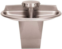 Bradley - Semi-Circular, Foot-Controlled, External Drain, 54" Diam, 4 Person Capacity, Stainless Steel, Wash Fountain - 0.5 GPM - Apex Tool & Supply