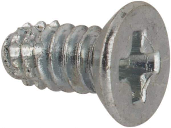 Value Collection - #4-40 UNC Thread, 1/4" OAL, #1 Phillips Drive Steel Thread Cutting Screw - Flat Undercut Head, Grade 1016-1024, Point Type F, Zinc-Plated Finish - Apex Tool & Supply