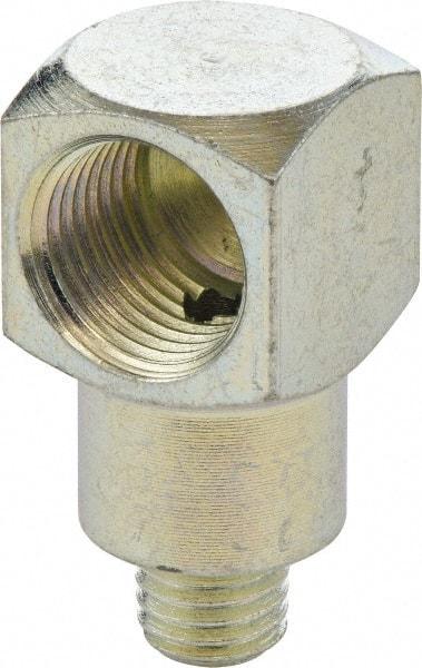 Umeta - 90° Head Angle, 1/4-28 PTF Steel Grease Fitting Adapter - 1/2" Hex, 1.0313" Overall Height, Zinc Plated Finish - Apex Tool & Supply