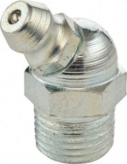 Umeta - 45° Head Angle, 3/8-18 PTF Steel Standard Grease Fitting - 17mm Hex, 25.5mm Overall Height, 7mm Shank Length, Zinc Plated Finish - Apex Tool & Supply