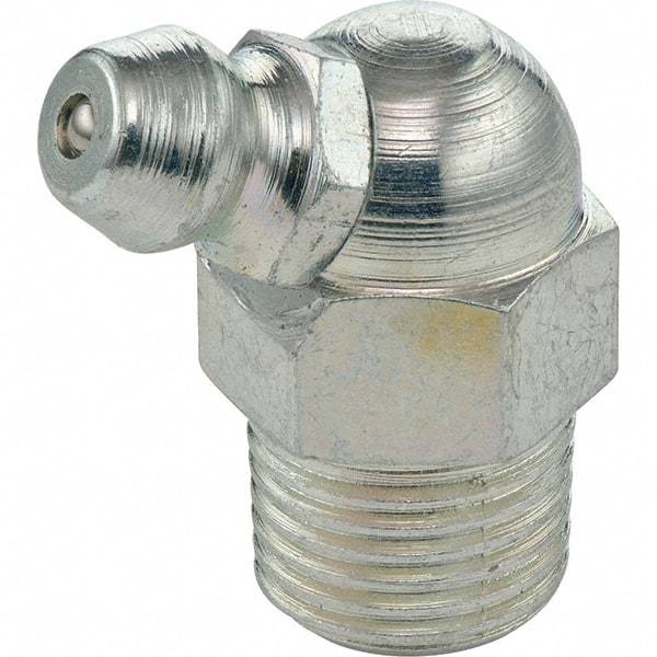 Umeta - 67° Head Angle, 1/8 PTF Stainless Steel Standard Grease Fitting - 7/16" Hex, 0.9531" Overall Height - Apex Tool & Supply