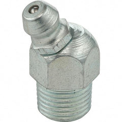 Umeta - 30° Head Angle, 1/8 PTF Stainless Steel Standard Grease Fitting - 7/16" Hex, 0.9063" Overall Height - Apex Tool & Supply