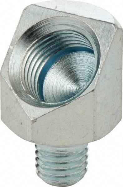 Umeta - 45° Head Angle, 1/4-28 PTF Steel Grease Fitting Adapter - 1/2" Hex, 13/16" Overall Height, Zinc Plated Finish - Apex Tool & Supply