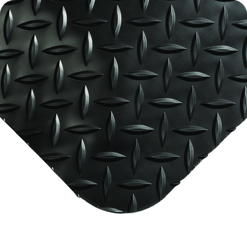 Diamond Plate SpongeCote Floor Mat - 2' x 3' x 9/16" Thick - (Black Anti-Fatigue) - Apex Tool & Supply