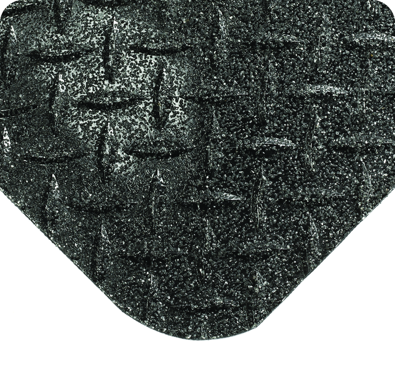 Diamond Plate with GritWorks Floor Mat - 2' x 3' x 9/16" Thick - (Black Diamond Plate Sponge Cote Coating) - Apex Tool & Supply