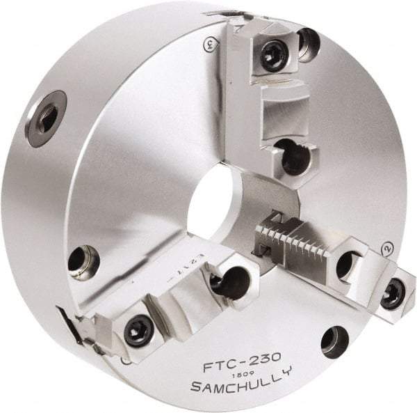 Samchully - 3 Jaw, 460mm Diam, Self Centering Manual Lathe Chuck - Front Mount, Adjustable, 190mm Through Hole Diam, Forged Steel - Apex Tool & Supply
