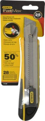 Stanley - Snap Utility Knife - 5-1/2" Blade, Yellow, Silver & Black TPE Handle, 4 Blades Included - Apex Tool & Supply