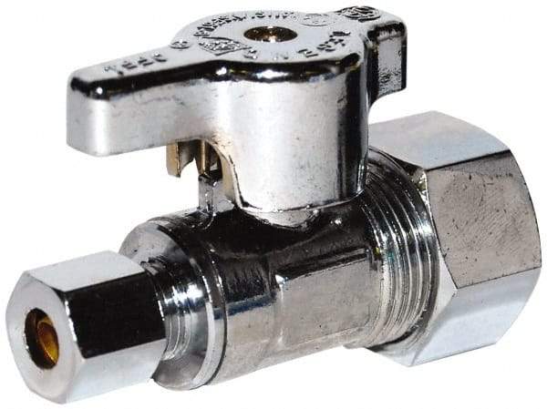 Legend Valve - PEX 1/2 Inlet, 125 Max psi, Chrome Finish, Carbon Steel Water Supply Stop Valve - 3/8 Compression Outlet, Angle, Silver Handle, For Use with Potable Water Applications - Apex Tool & Supply