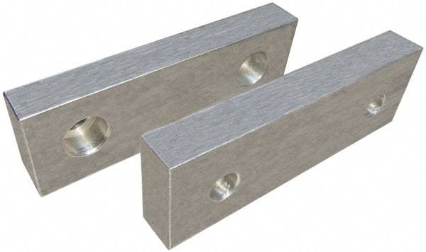 Gibraltar - 6" Wide x 3" High x 2" Thick, Flat/No Step Vise Jaw - Soft, Aluminum, Fixed Jaw, Compatible with 6" Vises - Apex Tool & Supply
