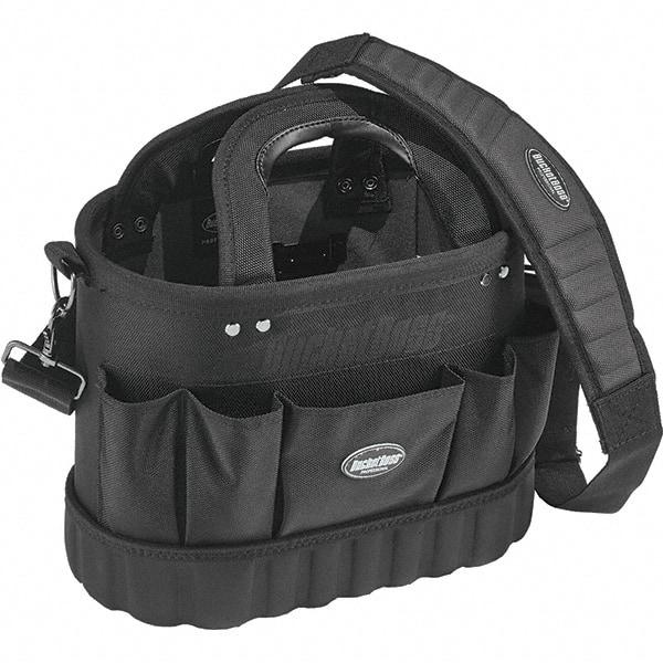 Bucket Boss - 13 Pocket Black Ballistic Polyester Tool Tote - 14" Wide x 8" Deep x 10" High - Apex Tool & Supply