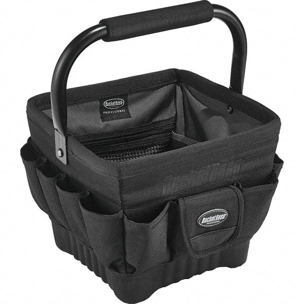 Bucket Boss - 19 Pocket Black Ballistic Polyester Tool Bag - 11" Wide x 11" Deep x 10" High - Apex Tool & Supply