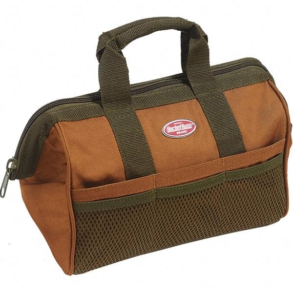 Bucket Boss - 6 Pocket Brown & Green Polyester Tool Bag - 13" Wide x 8" Deep x 10" High - Apex Tool & Supply