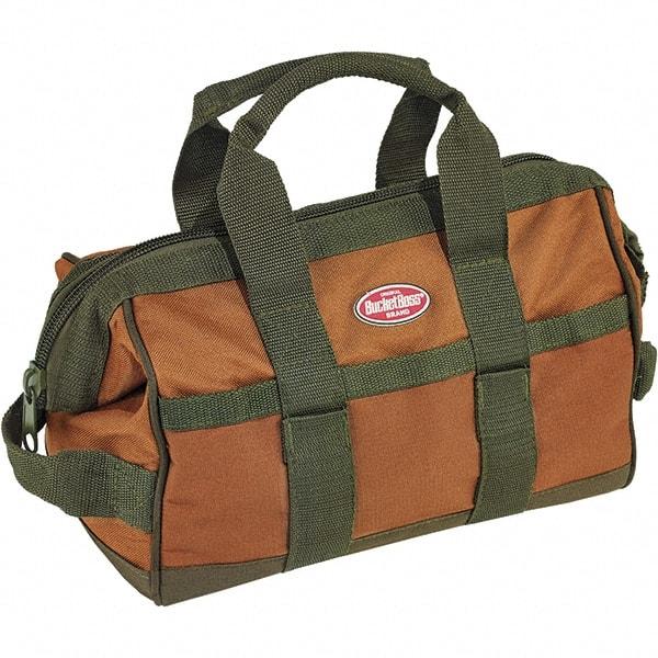 Bucket Boss - 16 Pocket Brown & Green Polyester Tool Bag - 12" Wide x 7" Deep x 9" High - Apex Tool & Supply
