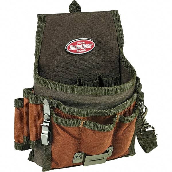 Bucket Boss - 9 Pocket General Purpose Holster - Polyester, Brown & Green - Apex Tool & Supply