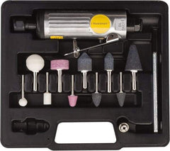 Value Collection - 1/4" Spindle, 22,000 RPM, Straight Handle, Air Straight Die Grinder Kit - 4 CFM Air Consumption, 90 psi, 1/4" Inlet, 0.45 hp - Apex Tool & Supply