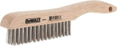 DeWALT - 15 Rows x 4 Columns Stainless Steel Scratch Brush - 10" OAL, 1-1/8" Trim Length, Wood Shoe Handle - Apex Tool & Supply
