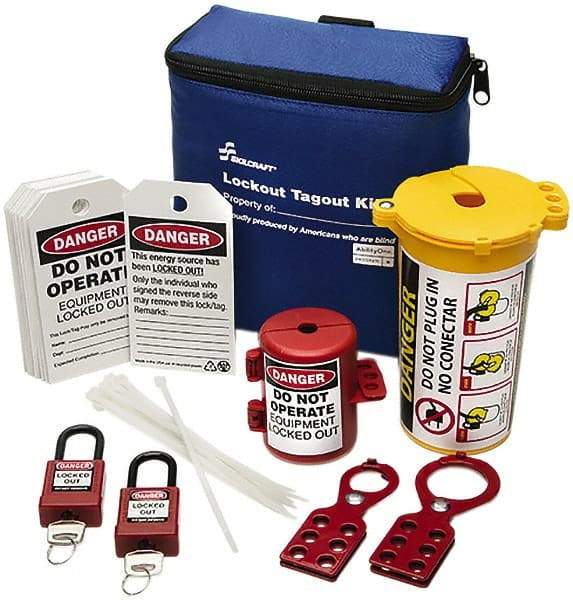 Ability One - 27 Piece Lockout Tagout Kit - Keyed Differently, Comes in Carrying Case - Apex Tool & Supply