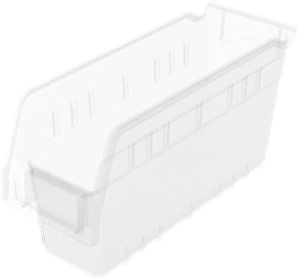 Akro-Mils - 11-5/8" Deep, Clear Polymer Hopper Shelf Bin - 6" High x 4-1/8" Wide x 11-5/8" Long - Apex Tool & Supply