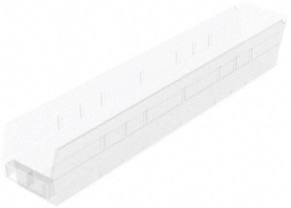 Akro-Mils - 199 Lb. Load Capacity, 23-5/8" Deep, Clear Hopper Shelf Bin - 4" High x 4-1/8" Wide x 23-5/8" Long - Apex Tool & Supply