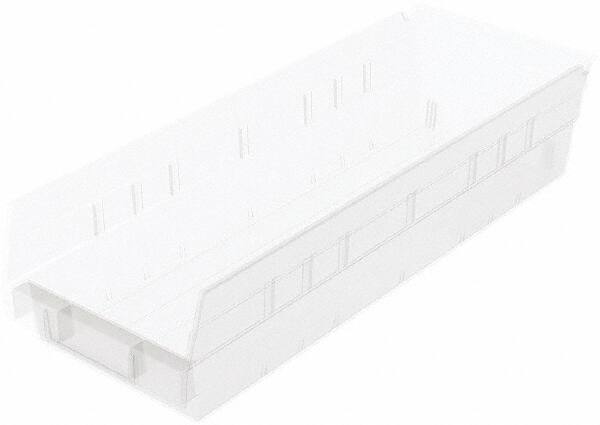 Akro-Mils - 176 Lb. Load Capacity, 17-7/8" Deep, Clear Hopper Shelf Bin - 4" High x 6-5/8" Wide x 17-7/8" Long - Apex Tool & Supply