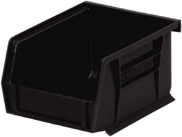 Akro-Mils - 10 Lb. Load Capacity, 5-3/8" Deep, Black Polymer Hopper Stacking Bin - 3" High x 4-1/8" Wide x 5-3/8" Long - Apex Tool & Supply