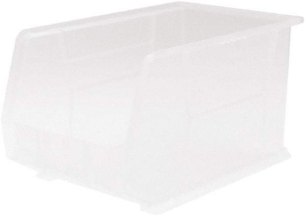 Akro-Mils - 60 Lb. Load Capacity, 18" Deep, Clear Polymer Hopper Stacking Bin - 10" High x 11" Wide x 18" Long - Apex Tool & Supply