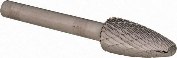 PFERD - 1/2" Cut Diam, 1/4" Shank Diam, Tree with Radius Head Double Cut Burr - Carbide, Radius End, 1" LOC, 2-3/4" OAL - Apex Tool & Supply