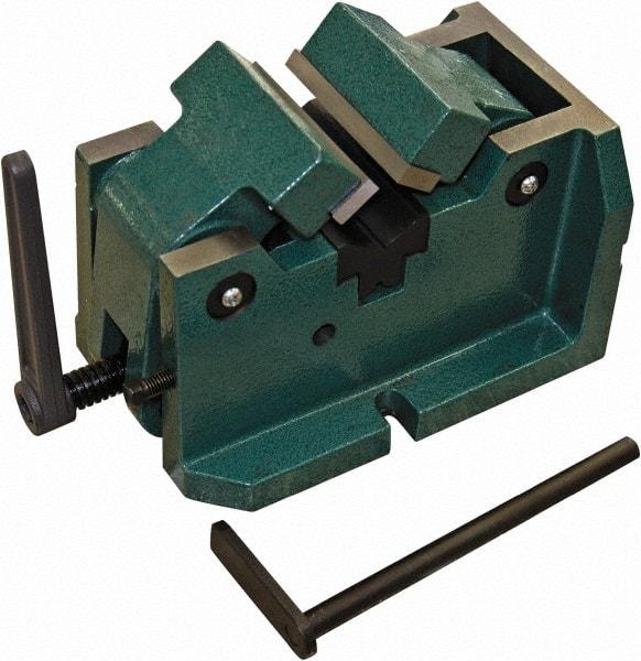 Interstate - 4" Jaw Width, 2-3/8" Max Jaw Opening, Manual Self Centering Vise - 11-27/64" OAL x 7-11/16" OAH - Apex Tool & Supply