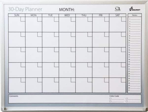 Ability One - 2" High x 29" Wide Dry Erase - Mylar Laminated, 36" Deep, Includes Accessory Tray, Mounting Kit, Instructions & Four Dry Erase Markers (Black, Blue, Green, Red) - Apex Tool & Supply