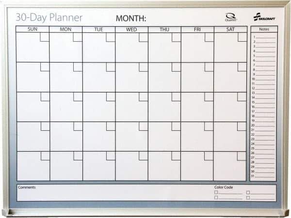 Ability One - 2" High x 20" Wide Dry Erase - Mylar Laminated, 27" Deep, Includes Accessory Tray, Mounting Kit, Instructions & Four Dry Erase Markers (Black, Blue, Green, Red) - Apex Tool & Supply