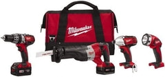 Milwaukee Tool - 18 Volt Cordless Tool Combination Kit - Includes 1/2" Hammer Drill, 1/4" Hex Impact Driver & Sawzall Reciprocating Saw, Lithium-Ion Battery Included - Apex Tool & Supply