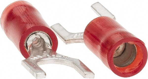 Value Collection - #10 Stud, 22 to 18 AWG Compatible, Partially Insulated, Crimp Connection, Standard Fork Terminal - Apex Tool & Supply