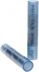 Value Collection - 16 to 14 AWG Compatible, Nylon Fully Insulated, Crimp-On Butt Splice Terminal - 2 Wire Entries, Copper Contacts, Tin Contact Plating, Blue - Apex Tool & Supply