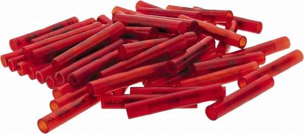 Value Collection - 22 to 18 AWG Compatible, Nylon Fully Insulated, Crimp-On Butt Splice Terminal - 2 Wire Entries, Copper Contacts, Tin Contact Plating, Red - Apex Tool & Supply