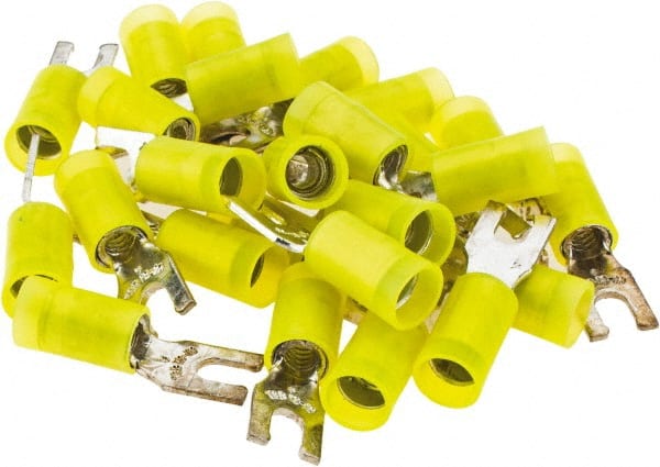 Value Collection - #6 Stud, 12 to 10 AWG Compatible, Partially Insulated, Crimp Connection, Locking Fork Terminal - Apex Tool & Supply