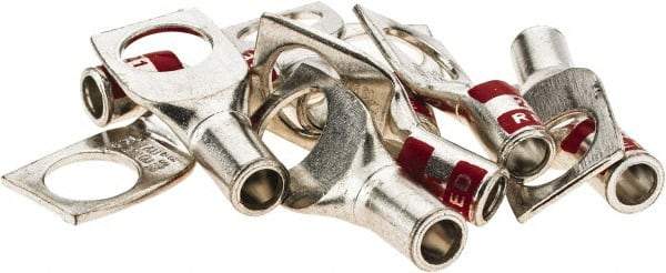 Value Collection - 8 AWG Noninsulated Crimp Connection Square Ring Terminal - 3/8" Stud, 1.31" OAL x 0.56" Wide, Tin Plated Copper Contact - Apex Tool & Supply