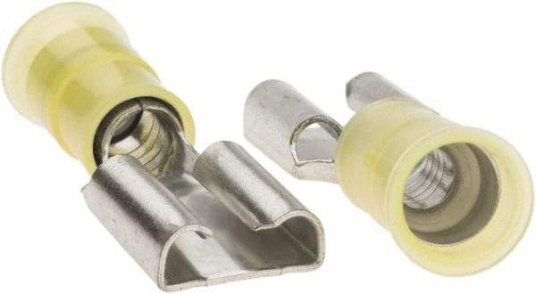 Value Collection - 16 to 12 AWG, Nylon, Fully Insulated, Male Wire Disconnect - 3/8" Wide Tab, Yellow, CSA Certified, UL Listed - Apex Tool & Supply