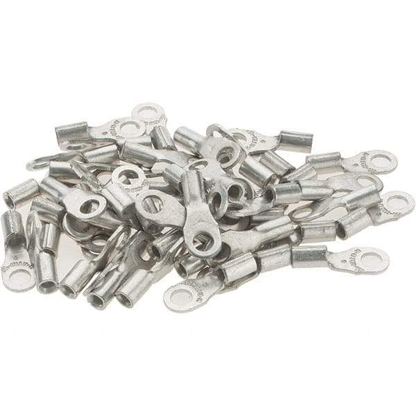Value Collection - 22-16 AWG Noninsulated Crimp Connection D Shaped Ring Terminal - #6 Stud, Tin Plated Copper Contact - Apex Tool & Supply